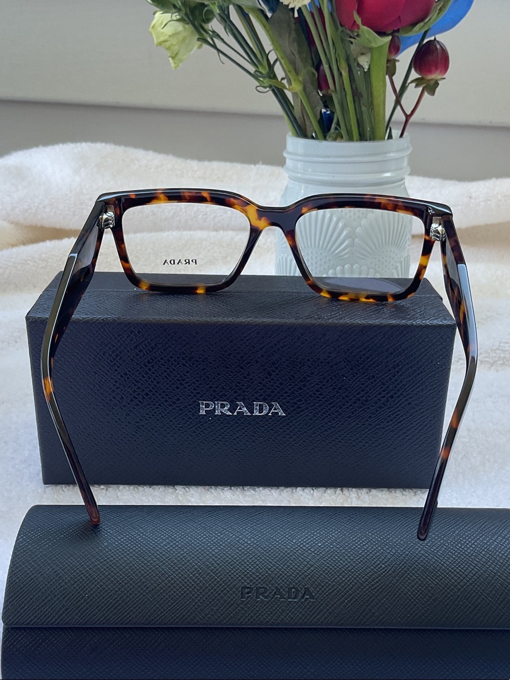 Prada Tortoiseshell Brown Rectangular Glasses